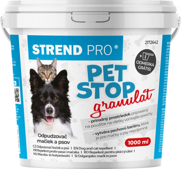 Odpudzovač PET STOP, granulát, 1000 ml, prírodný plašič psov, na mačky, na psy, odplašovač