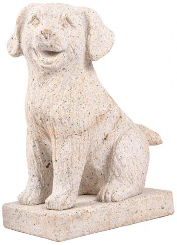 Kamenná soška pes – 30 cm (Žltá žula)