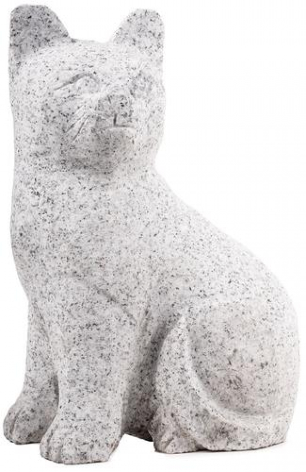 Kamenná soška sediaca mačka – 45 cm (Svetlosivá žula)