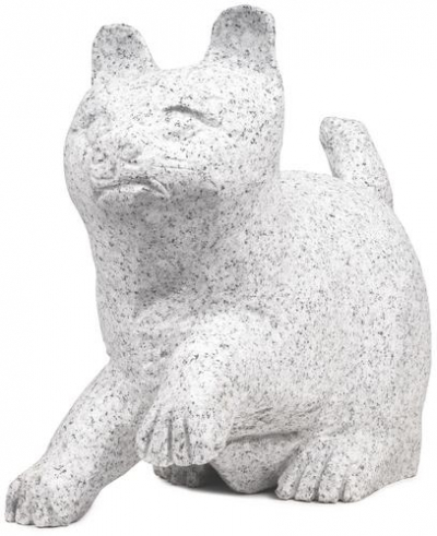 Kamenná soška ležiaca mačka – 30 cm (Svetlosivá žula)