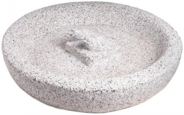 Kamenné napájadlo s 2 vtáčikmi svetlé – Ø 50 cm (Svetlosivá žula)