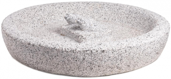 Kamenné napájadlo s 2 vtáčikmi svetlé – Ø 50 cm (Svetlosivá žula)