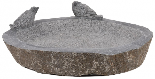 Kamenné napájadlo s 2 vtáčikmi tmavé – L 40 cm
