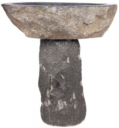 Kamenné napájadlo s podstavou tmavé – Ø 30 cm, v. 20 cm
