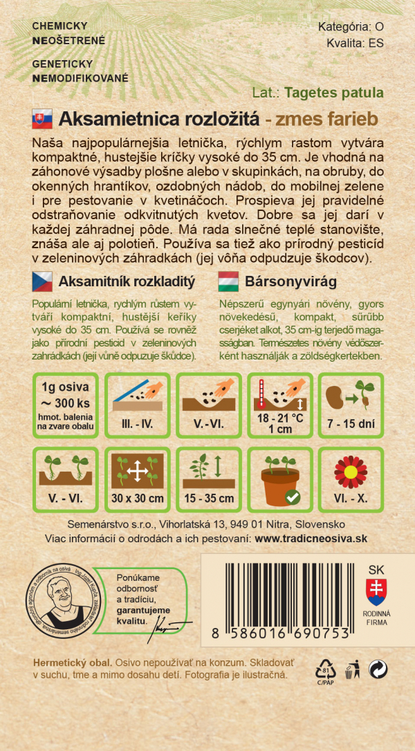 Aksamietnica rozložitá zmes farieb