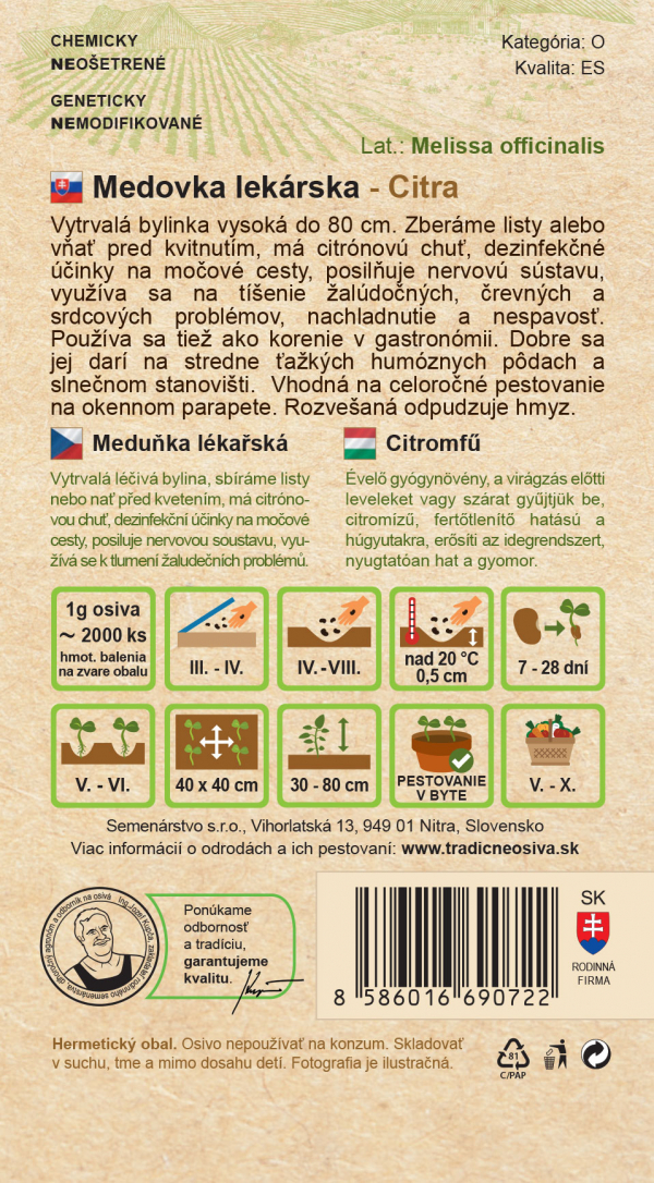 Medovka lekárska 