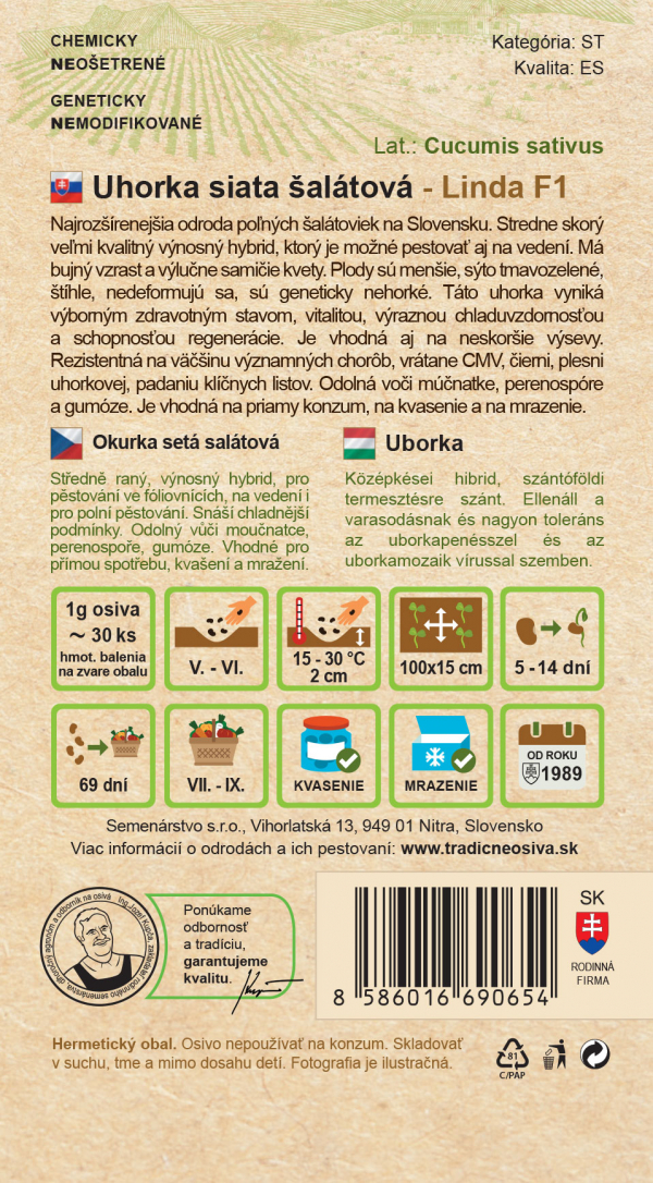 Uhorka siata šalátová 