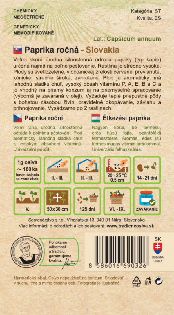 Paprika ročná 
