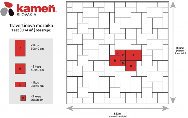 Travertín TR22 mozaika - obklad / dlažba