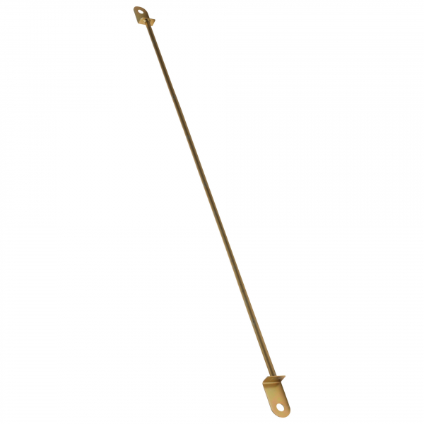 Priecna vystuzovacia tyc so zavitovymi uchytmi v sikmom pohlade na svetlom pozadi