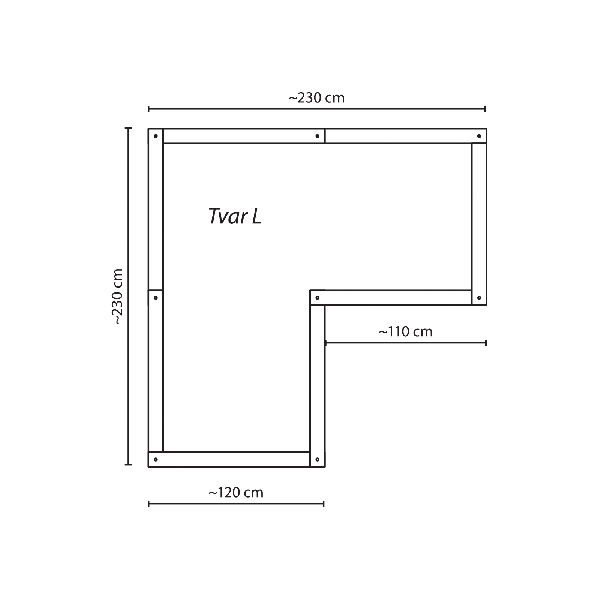Durisol vysoký záhon: tvar L