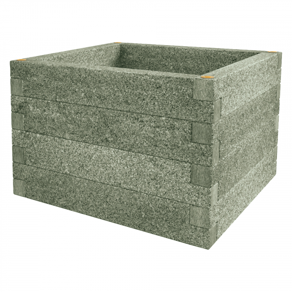 Na obrázku je vysoký záhon Durisol v tvare štvorca K v zelenom prevedení. Používa sa ako vyvýšený pestovateľský modul do záhrady.