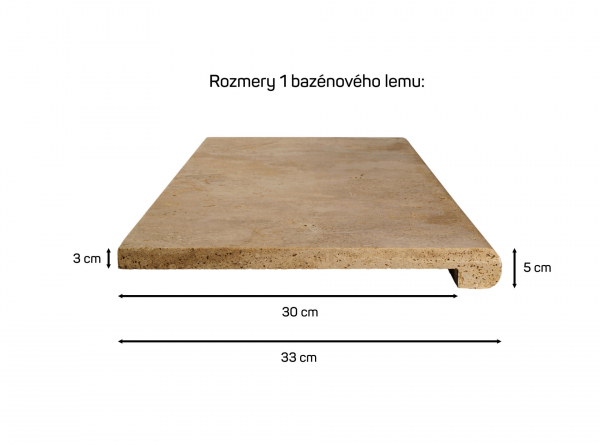Travertín MOCCA ATR56 bazénový lem s nosom